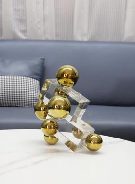 轻奢创意几何水晶堆积摆件电视柜办公室客厅家居艺术桌面软装饰品