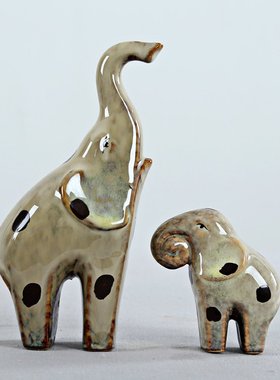 厂家直供陶瓷工艺品生日礼品创意家居装饰中式可爱小动物套组摆件