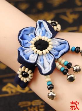 云南丽江大理布艺手炼扎染手炼旅拍手炼扎染蓝染民族风手炼送老外