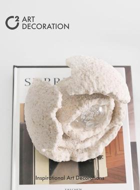 砂岩饰树脂抽象水晶球雕书GKX塑样板书间房架装饰柜品摆件