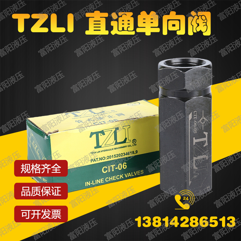 TZLI台企管式直通单向阀CIT-02/03/04/06/08液压油压止回阀止逆阀 - 图0