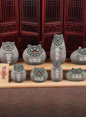 石敢当四兄弟摆件室内补角石中国风石头泰山石小狮子桌面创意饰品