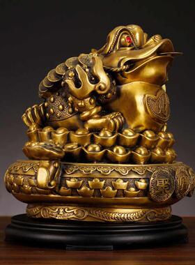 铜金蟾招财聚宝盆摆件特大号客厅商铺办公室全铜三足蟾蜍摆设装饰