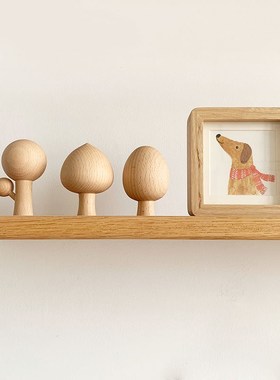 小树实木榉木日系爱手工装饰品精致现代柜子搁板装饰物