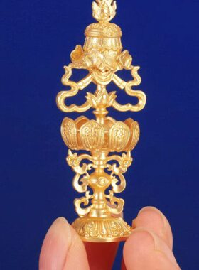 德巧纯铜镀金6公分八瑞物吉祥八宝摆件八吉祥西藏式家居供奉摆件