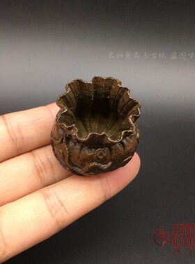 实心铜福袋摆件 小福袋一炷香香炉铜罐子铜钱茶宠迷你小钱袋