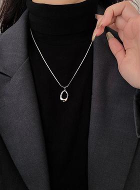 银色水滴吊坠项炼女轻奢小众高级感毛衣炼冷淡风装饰气质百搭配饰