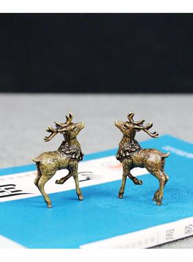 纯铜鹿摆件一对实心黄铜梅花鹿麋鹿小饰品路路发财风水工艺品雕塑