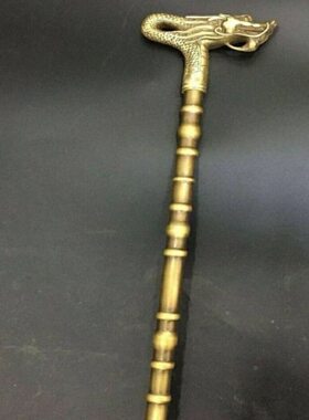 纯铜龙头拐杖铜拐杖拐棍手杖老人拐杖送老人防滑防摔实用铜摆件