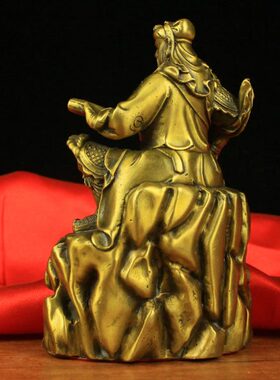 纯铜看书关公摆件全铜客厅夜读春秋玄关办公室桌面装饰关羽关二爷