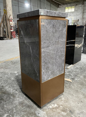 云多拉灰大理石雕塑台酒店售楼中心别墅石材墩子摆件底座台展示台