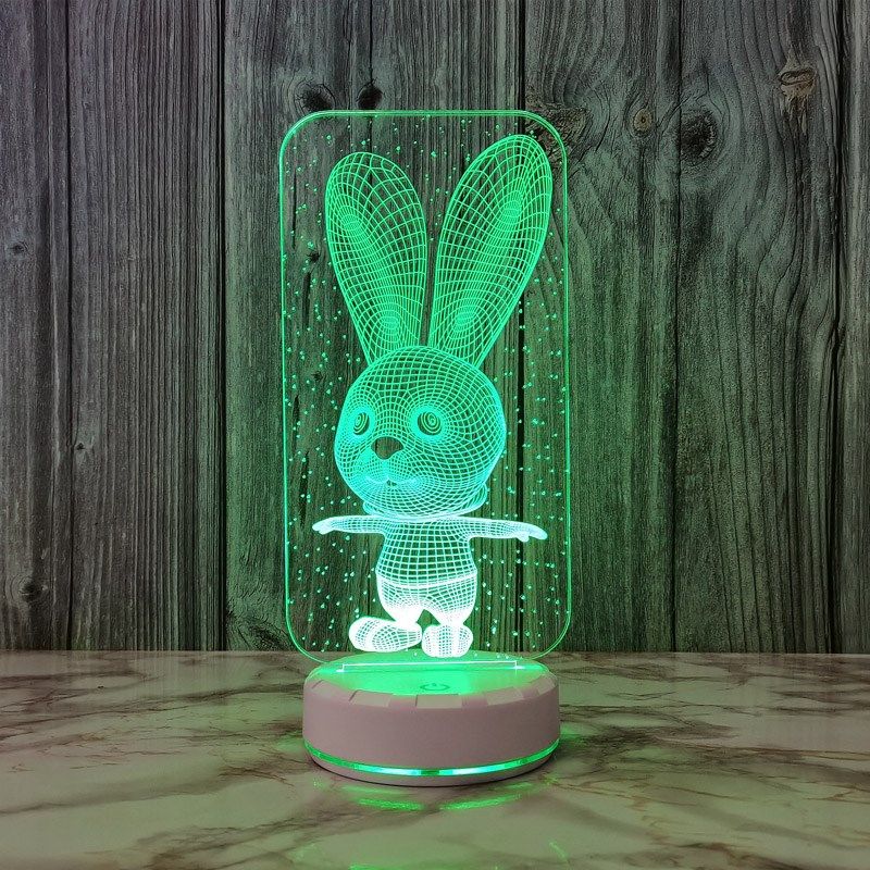 七彩兔子小夜灯usb插电卧室床头灯可爱酒吧桌面装饰台灯创意礼品,淘宝优惠券,粉丝福利购,淘宝优惠卷