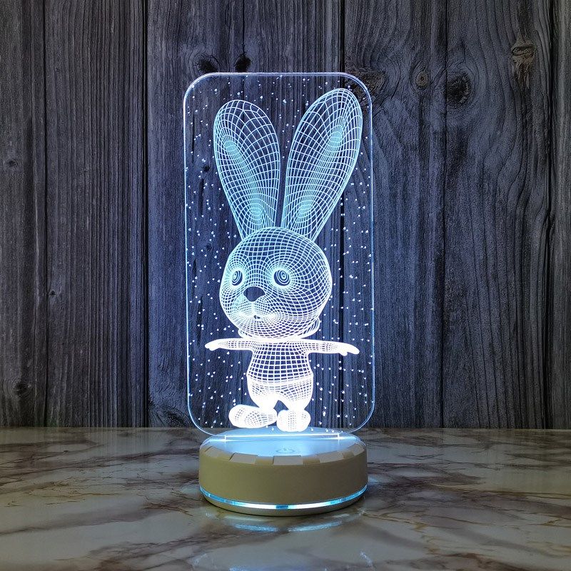 七彩兔子小夜灯usb插电卧室床头灯可爱酒吧桌面装饰台灯创意礼品,淘宝优惠券,粉丝福利购,淘宝优惠卷