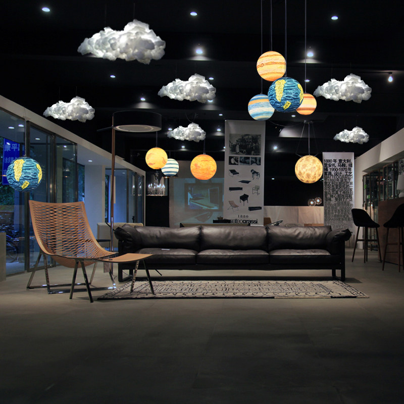 星球吊灯店铺大厅幼儿园游乐场咖啡厅酒吧台艺术圆球月球吊灯,淘宝优惠券,粉丝福利购,淘宝优惠卷