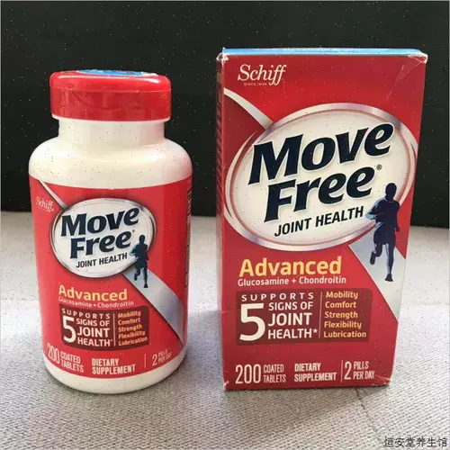 Американский оригинал Move Free Хондроитин, витамин А, глюкоза, красный флакон, 200 капсул, красная коробка, теперь F