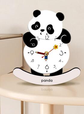 卡通创意钟表摆件摇摆静音时钟玄关柜客厅电视柜书桌桌面座钟摆台