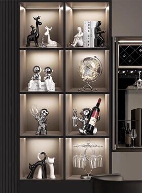 创意轻奢酒柜装饰饰品兔客厅家居玻璃酒柜红酒架高端工艺品