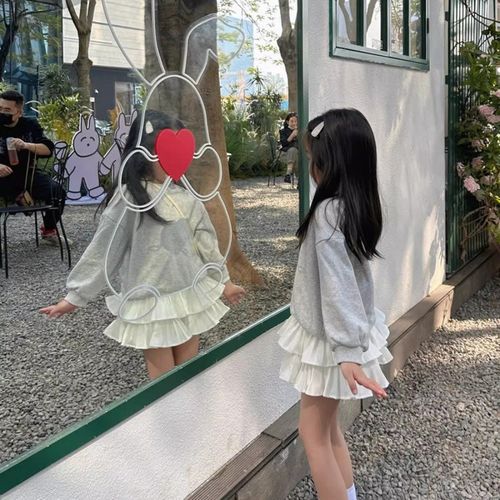 女童蓬蓬半身裙春夏女孩表演出时髦百褶裙蛋糕防走光裤白色短裙子 - 图1