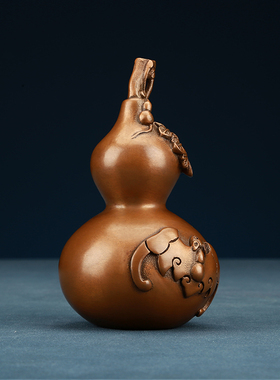 铜欣祥 纯铜双钱葫芦摆件福禄双全葫芦家居装饰品客厅乔迁礼品