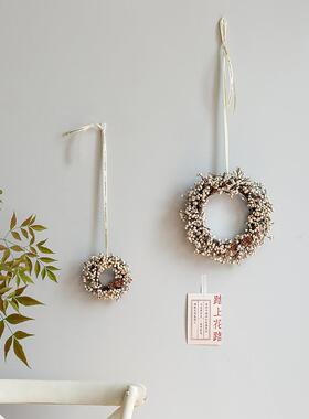 北欧ins高级门饰花环干花挂饰乌桕果真花壁挂服装店客厅装饰摆件