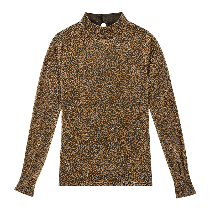 2021年秋冬款女士时尚洋气长袖宽松上衣加绒加厚豹纹半高领打底衫,淘宝优惠券,粉丝福利购,淘宝优惠卷