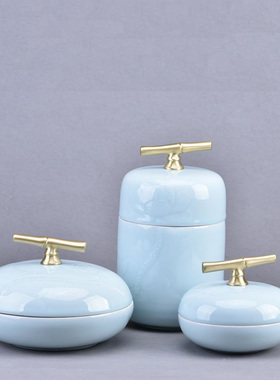 新中式蜻蜓陶瓷储物罐摆件工艺品创意售楼处客厅酒柜软装饰品摆设