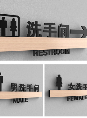 男女洗手公共厕所指示导向标牌创意个性立体墙纸