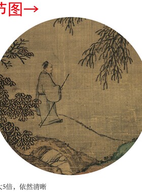 明 沈周青山红树图客厅书房茶室山水风景挂画饰画卷轴