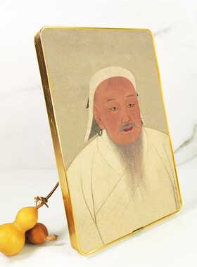 成吉思汗摆台挂墙相框画 元太祖铁木真物画复古饰画壁画