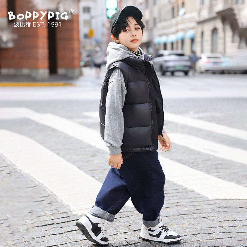 波比猪儿童羽绒服马甲男宝短款女童宝宝中大童外套冬装 2024新款,淘宝优惠券,粉丝福利购,淘宝优惠卷