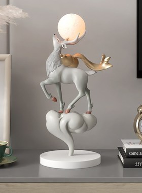 新中式福鹿酒柜装饰品摆件客厅电视柜玄关床头灯搬家乔迁新年礼物