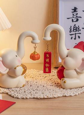 柿事如意大象摆饰客厅电视柜酒柜家居装饰品现代简约轻奢乔迁礼物