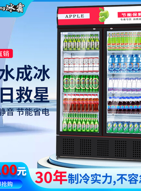 冰霜饮料展示柜冷藏单双门冰箱商用啤酒水柜超市保鲜柜立式冰柜