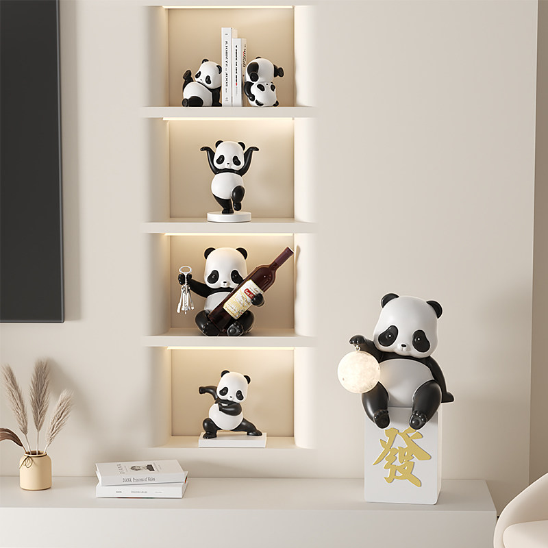 熊猫坐姿客厅电视背景吊脚装饰落地卧室床头柜小夜灯乔迁礼品,淘宝优惠券,粉丝福利购,淘宝优惠卷