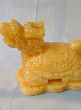 玉石龙龟黄玉龙头龟招财龙头龟客厅办公室角落玄关隔饰品
