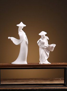 武侠历史人物摆件陶瓷客厅书房禅意装饰盆景造景桌面工艺品礼品