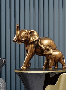 现代简约树脂创意招财大象工艺品摆件 家居办公室桌面装饰品摆件