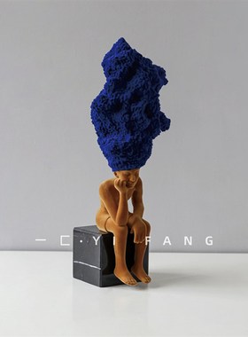 一匚植绒创意小女孩拼色样板间售楼处儿童房客厅人物软装饰品