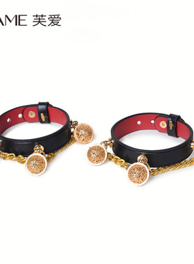 真皮手环宫铃轻奢铃铛饰品cosplay手环脚环链条道具情侣定制刻字