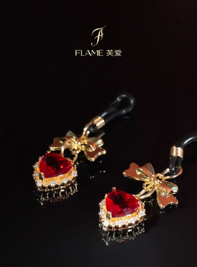FLAME蝴蝶结爱心吊坠弹力夹橡圈可调节松紧易佩戴酒红色粉色