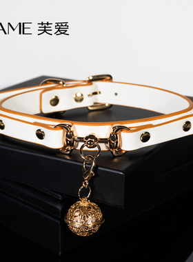 FLAME真皮质个性装饰链条项链秘密颈圈K9铃铛颈套项圈调情女