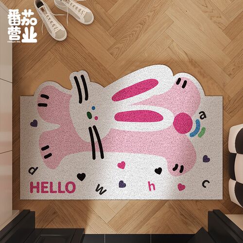 卡通入户门垫耐脏耐磨丝圈地垫可裁剪门垫pvc地毯玄关门口蹭脚垫 - 图0