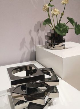 现代简约轻奢水晶花瓶摆件样板房售楼处博古架笔筒装饰品摆设