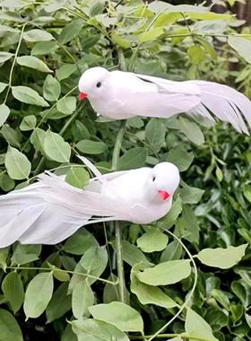 仿真白色小鸟 仿真小鸟 家居装饰 摄影造景 背景墙装饰 景观配饰