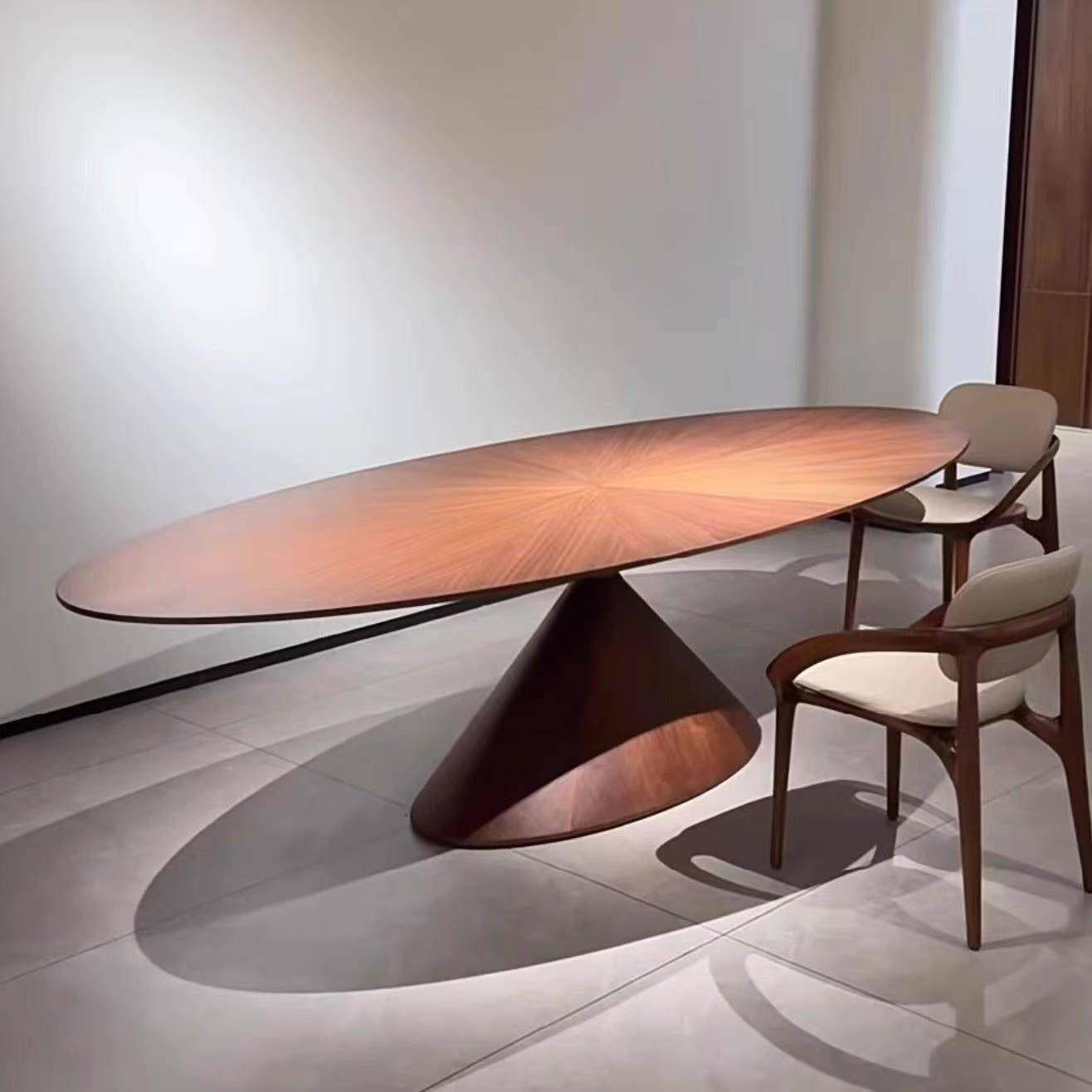 现代极简椭圆形全实木飞碟餐桌设计师高级感客厅别墅高档型餐厅桌,淘宝优惠券,粉丝福利购,淘宝优惠卷