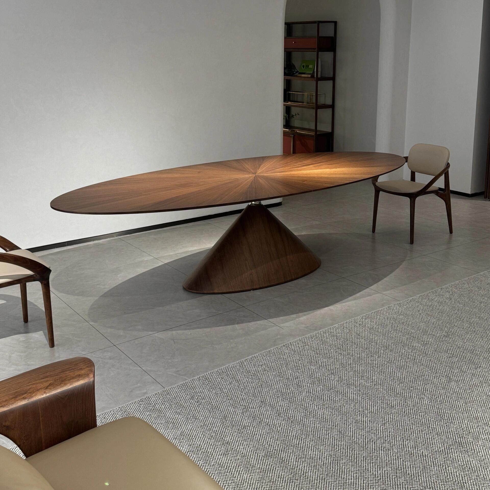 现代极简椭圆形全实木飞碟餐桌设计师高级感客厅别墅高档型餐厅桌,淘宝优惠券,粉丝福利购,淘宝优惠卷