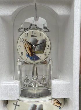 库存全新07年产出口欧美西洋风格转陀双机芯经典陶瓷石英座钟闹钟