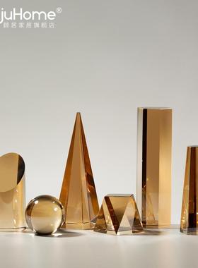 轻奢创意炫彩几何水晶摆件客厅酒柜玄关办公室样板间简约装饰摆设