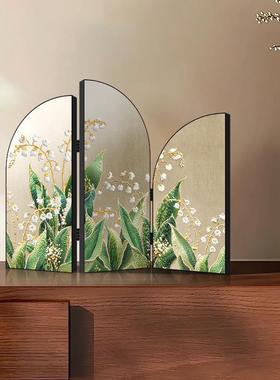 客厅桌面小屏风摆件2025新款法式复古电视柜书房摆画可折叠装饰画