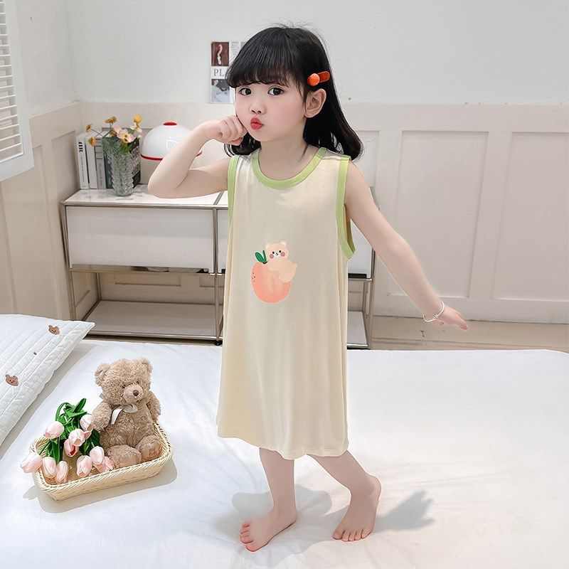 女童睡裙2024新款春秋橘子熊草莓兔中小童女宝宝休闲家居服睡衣,淘宝优惠券,粉丝福利购,淘宝优惠卷